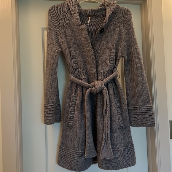 Free People wool blend sweater coat with hood - Picture 8 of 11